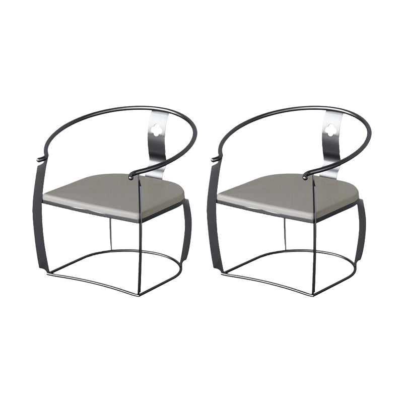 Glam Style Dining Chair Upholstered Arm Chair with Metal Base Black 2 Piece Set Clearhalo 'Dining Chairs' 'Dining Tables & Seating' 'dining_chair' 'furn' 'furn_dining_chair' 'Furniture' 'Kitchen & Dining Furniture' 7434065