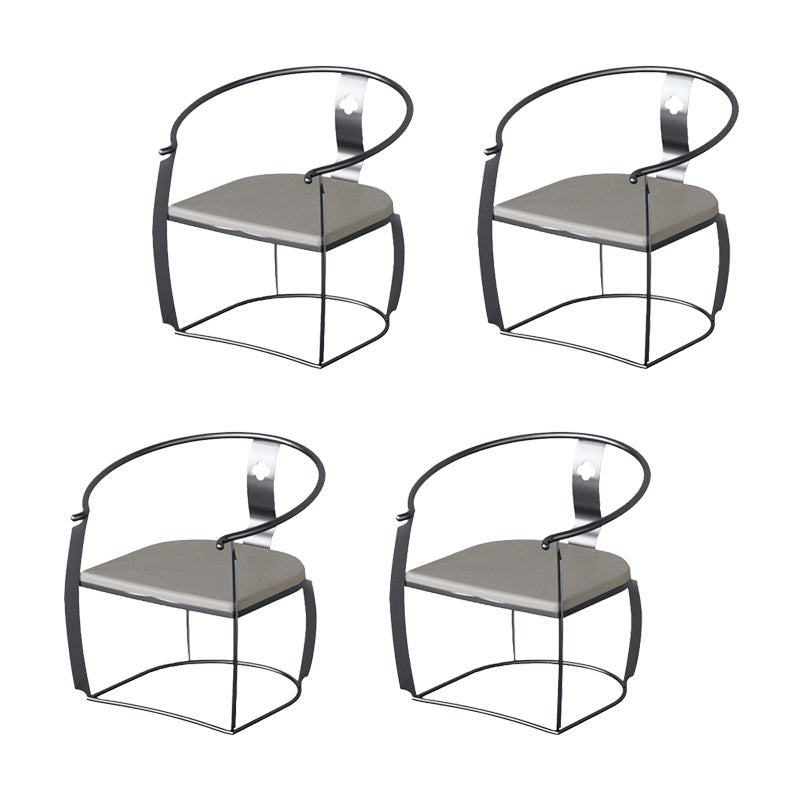 Glam Style Dining Chair Upholstered Arm Chair with Metal Base Black 4 Piece Set Clearhalo 'Dining Chairs' 'Dining Tables & Seating' 'dining_chair' 'furn' 'furn_dining_chair' 'Furniture' 'Kitchen & Dining Furniture' 7434066