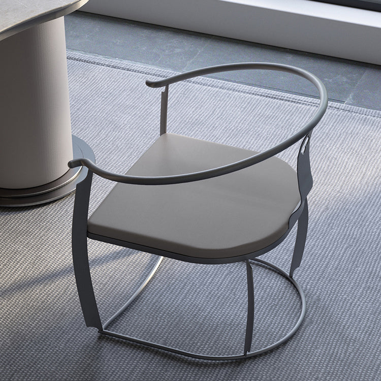 Glam Style Dining Chair Upholstered Arm Chair with Metal Base Clearhalo 'Dining Chairs' 'Dining Tables & Seating' 'dining_chair' 'furn' 'furn_dining_chair' 'Furniture' 'Kitchen & Dining Furniture' 7434067