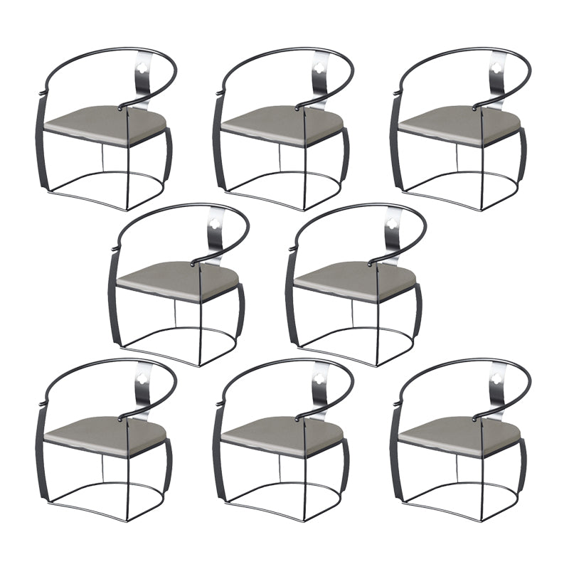 Glam Style Dining Chair Upholstered Arm Chair with Metal Base Black 8 Piece Set Clearhalo 'Dining Chairs' 'Dining Tables & Seating' 'dining_chair' 'furn' 'furn_dining_chair' 'Furniture' 'Kitchen & Dining Furniture' 7434071