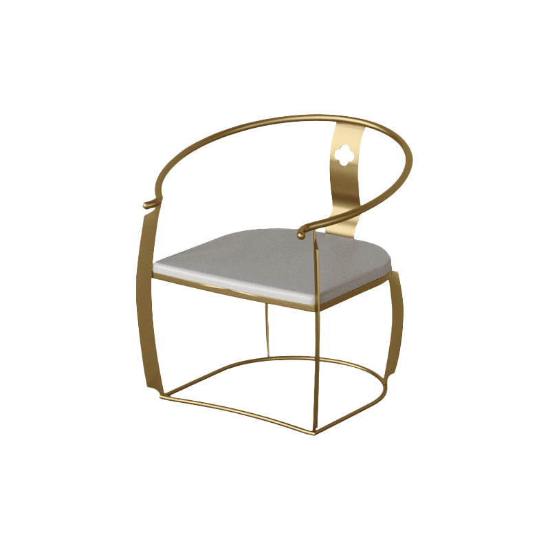 Glam Style Dining Chair Upholstered Arm Chair with Metal Base Champagne Gold 1 Piece Clearhalo 'Dining Chairs' 'Dining Tables & Seating' 'dining_chair' 'furn' 'furn_dining_chair' 'Furniture' 'Kitchen & Dining Furniture' 7434073