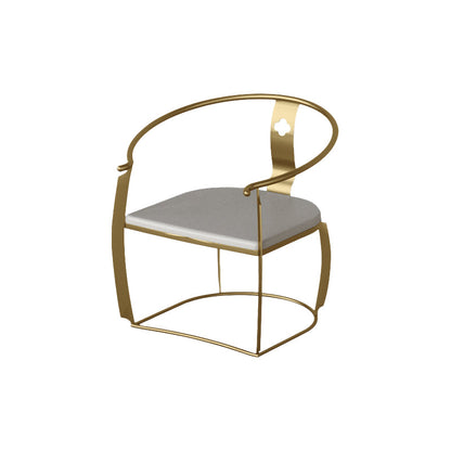 Glam Style Dining Chair Upholstered Arm Chair with Metal Base Champagne Gold 1 Piece Clearhalo 'Dining Chairs' 'Dining Tables & Seating' 'dining_chair' 'furn' 'furn_dining_chair' 'Furniture' 'Kitchen & Dining Furniture' 7434073