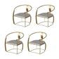Glam Style Dining Chair Upholstered Arm Chair with Metal Base Champagne Gold 4 Piece Set Clearhalo 'Dining Chairs' 'Dining Tables & Seating' 'dining_chair' 'furn' 'furn_dining_chair' 'Furniture' 'Kitchen & Dining Furniture' 7434076