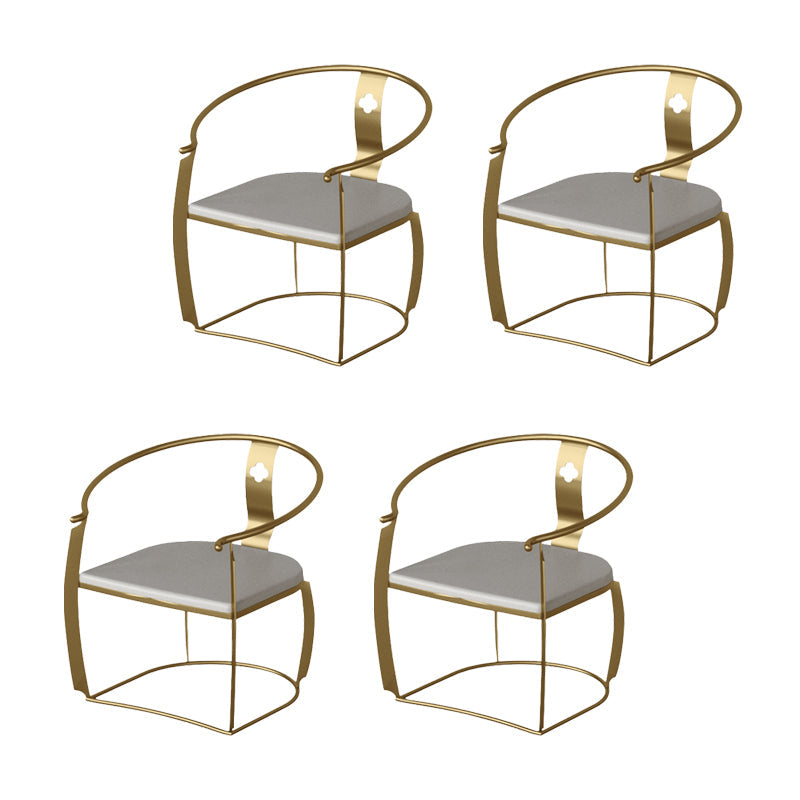 Glam Style Dining Chair Upholstered Arm Chair with Metal Base Champagne Gold 4 Piece Set Clearhalo 'Dining Chairs' 'Dining Tables & Seating' 'dining_chair' 'furn' 'furn_dining_chair' 'Furniture' 'Kitchen & Dining Furniture' 7434076