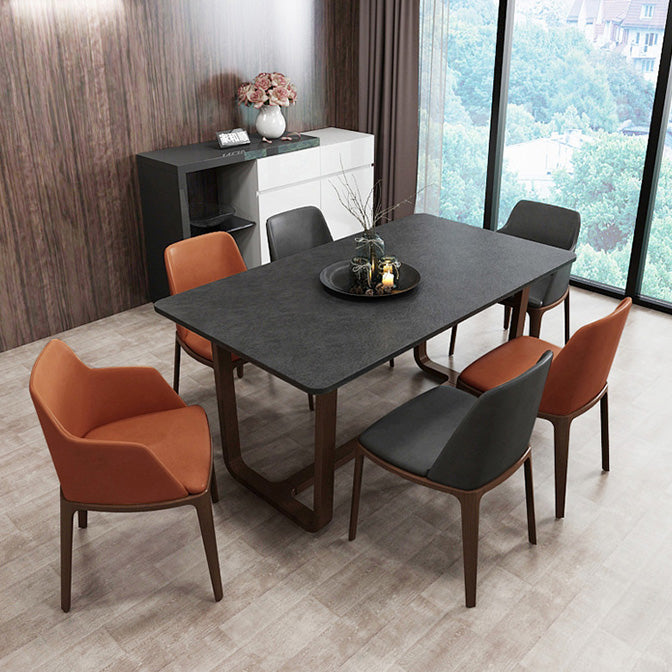 Table de salle à manger rectangulaire Simplicity Collection de salle à manger en pierre avec base à tréteaux