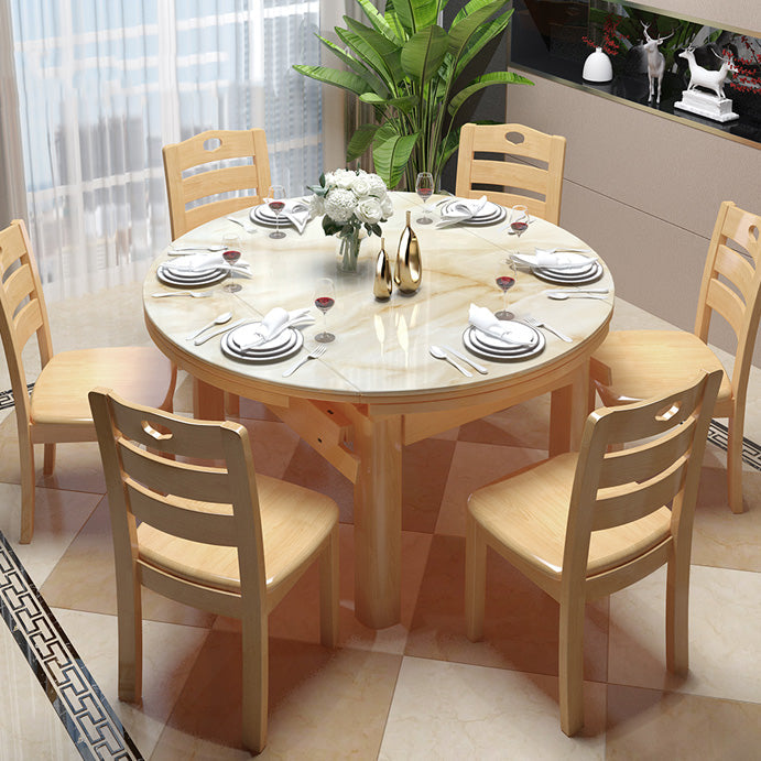 Extendable Dining Table Marble Top Table for Kitchen Dining Room