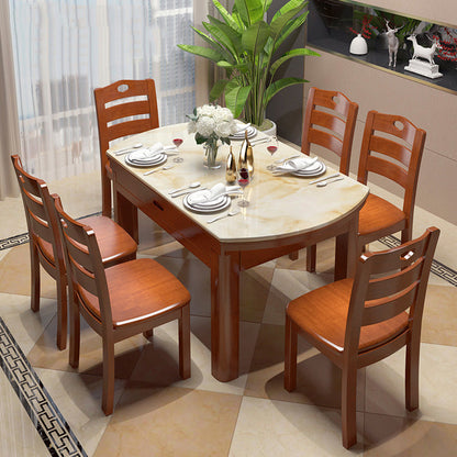 Extendable Dining Table Marble Top Table for Kitchen Dining Room