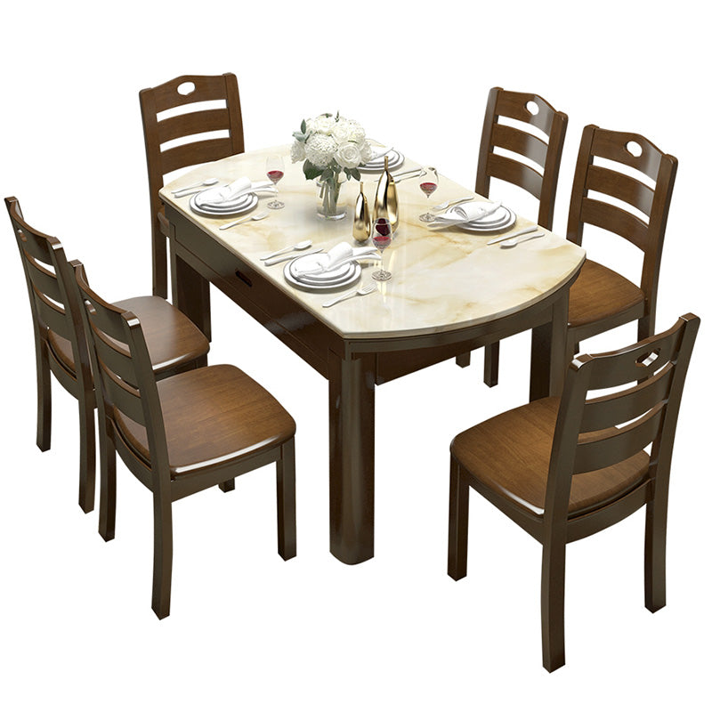 Extendable Dining Table Marble Top Table for Kitchen Dining Room
