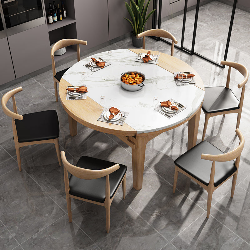 Modern Style Stone Dining Table Round 4 Legs Dining Site Table