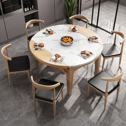 Modern Style Stone Dining Table Round 4 Legs Dining Site Table