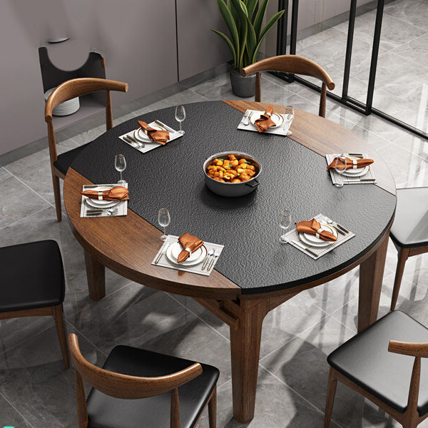 Modern Style Stone Dining Table Round 4 Legs Dining Site Table
