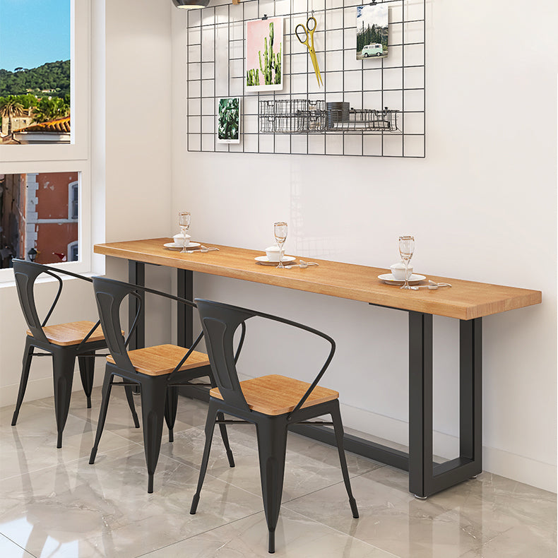 Industrial Trestle Base Dining Table Metal and Wood Dining Table Clearhalo 'Dining Tables & Seating' 'Dining Tables' 'dining_table' 'furn' 'furn_dining_table' 'Furniture' 'Kitchen & Dining Furniture' 7434161