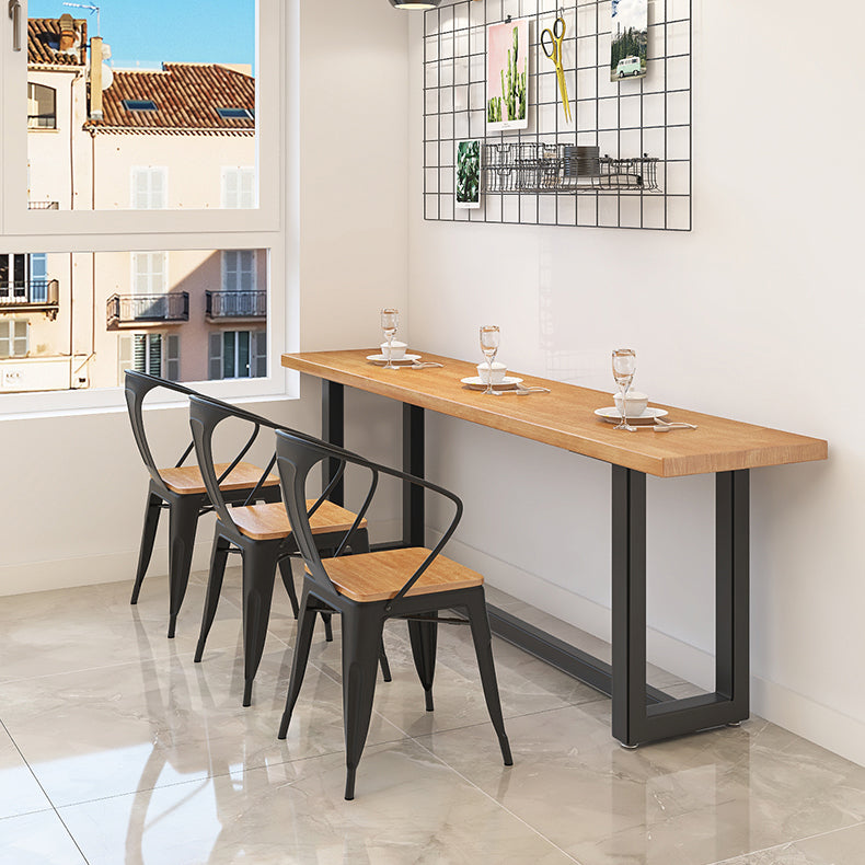 Industrial Trestle Base Dining Table Metal and Wood Dining Table Clearhalo 'Dining Tables & Seating' 'Dining Tables' 'dining_table' 'furn' 'furn_dining_table' 'Furniture' 'Kitchen & Dining Furniture' 7434166