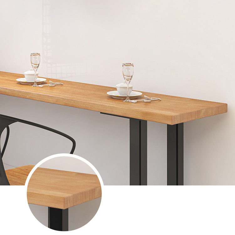 Industrial Trestle Base Dining Table Metal and Wood Dining Table Clearhalo 'Dining Tables & Seating' 'Dining Tables' 'dining_table' 'furn' 'furn_dining_table' 'Furniture' 'Kitchen & Dining Furniture' 7434169