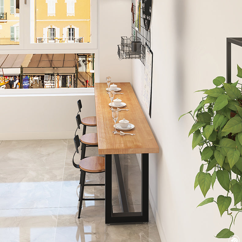 Industrial Trestle Base Dining Table Metal and Wood Dining Table Clearhalo 'Dining Tables & Seating' 'Dining Tables' 'dining_table' 'furn' 'furn_dining_table' 'Furniture' 'Kitchen & Dining Furniture' 7434172