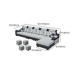 33.46" Tall Grey Sectional Sofa Faux Leather/Linen Flared Arm Modular Sofa