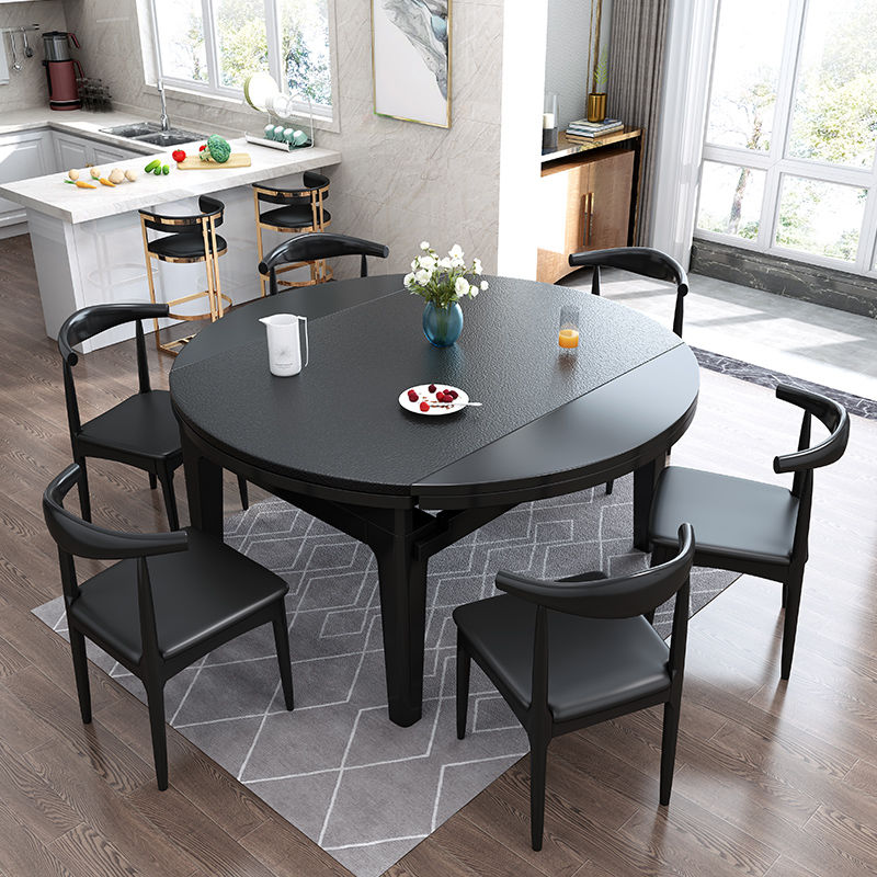 Moderne stenen schaalbare eettafel met houten onderstel voor eetkamer