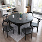 Moderne stenen schaalbare eettafel met houten onderstel voor eetkamer