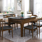 Moderne stenen schaalbare eettafel met houten onderstel voor eetkamer