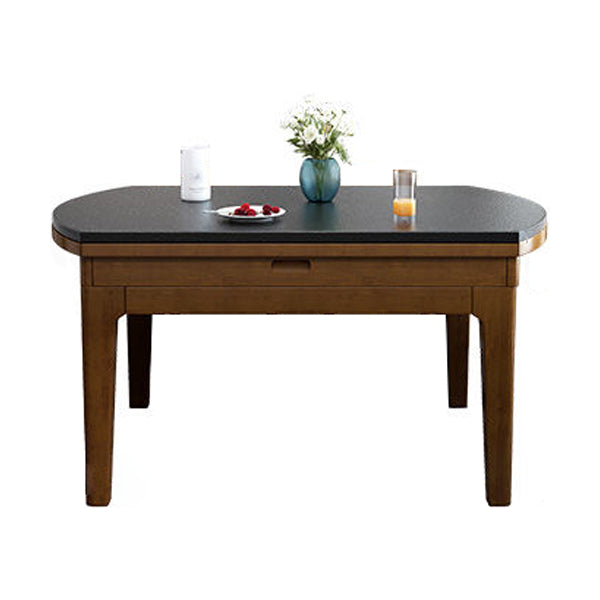 Moderne stenen schaalbare eettafel met houten onderstel voor eetkamer