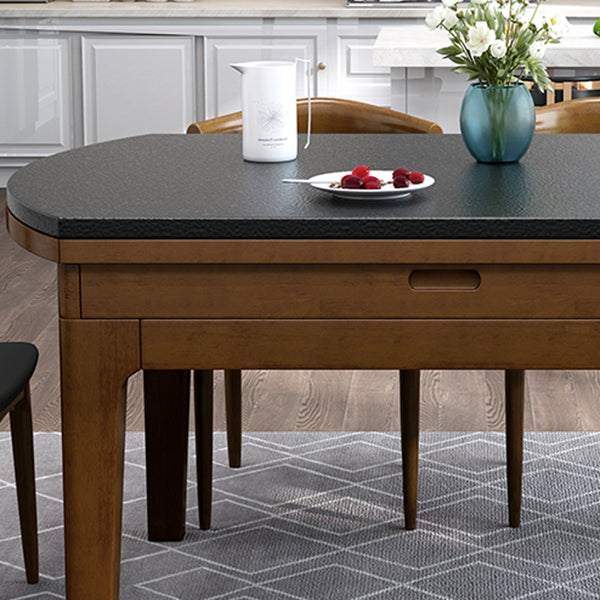 Moderne stenen schaalbare eettafel met houten onderstel voor eetkamer