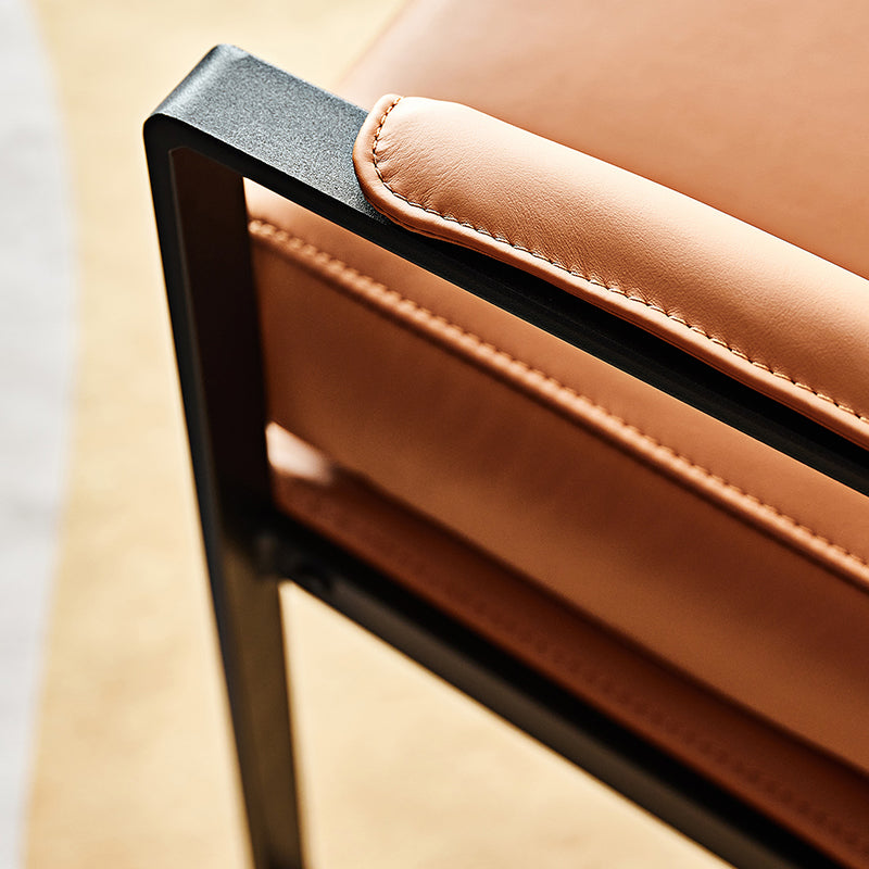 Orange Leather Lounge Chair Arms Included Chair for Living Room