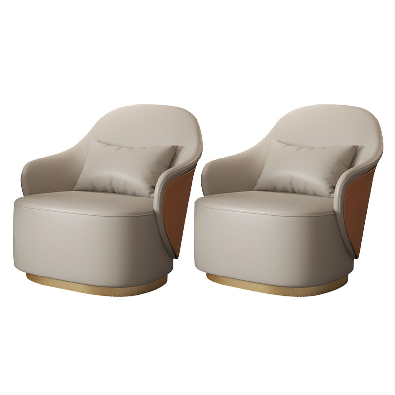 Grey Lounge Chair Arms Included Barrel Chair for Living Room Leather 2 Piece Set Non-Swivel Clearhalo 'Accent Chairs' 'accent_chairs' 'Chairs & Seating' 'furn' 'furn_accent_chairs' 'Furniture' 'Living Room Furniture' 7435172