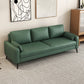 Scandinavian 25.59" Wide Faux Leather 3 Seater Square Arm Sofa