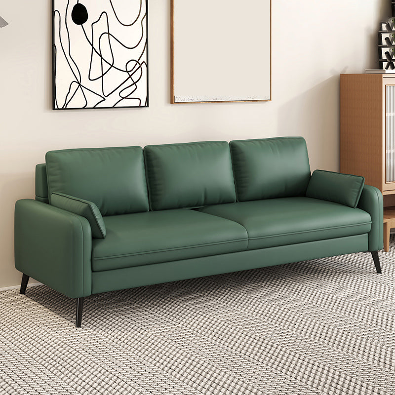 Scandinavian 25.59" Wide Faux Leather 3 Seater Square Arm Sofa