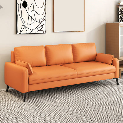 Scandinavian 25.59" Wide Faux Leather 3 Seater Square Arm Sofa