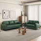 Scandinavian 25.59" Wide Faux Leather 3 Seater Square Arm Sofa