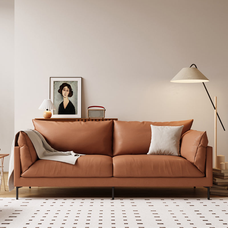 35.43" Wide Faux Leather Sofa Scandinavian Pillow Top Arm Sofa