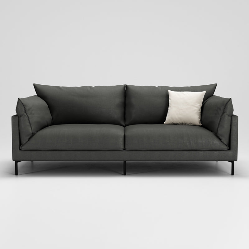 35.43" Wide Faux Leather Sofa Scandinavian Pillow Top Arm Sofa