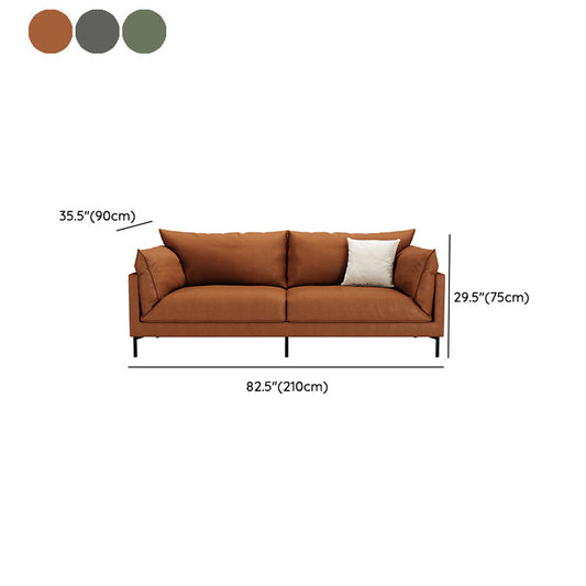 35.43" Wide Faux Leather Sofa Scandinavian Pillow Top Arm Sofa