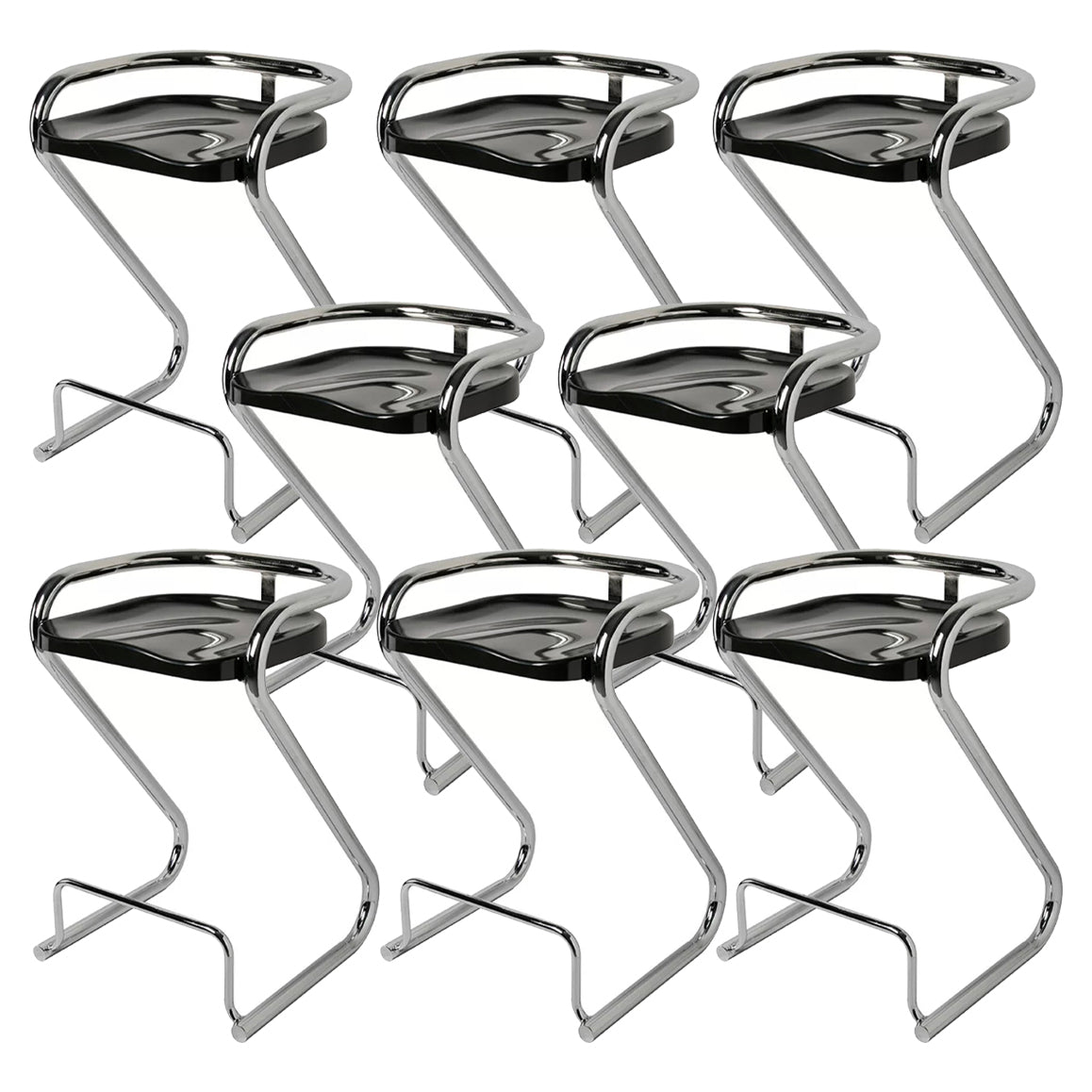 Sgabello da bar sul retro posteriore con sedile sagomate con base di metallo