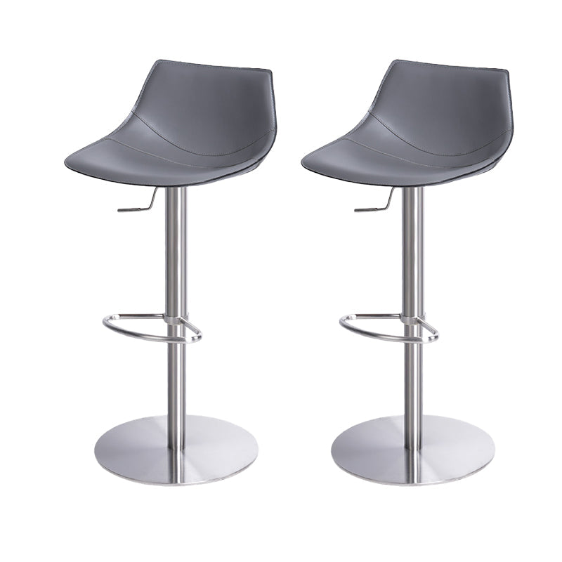 Adjustable Bar Stool Leather Backrest Bar Stools for Living Room Grey 2 Piece Set Clearhalo 'Bar Furniture' 'Bar Stools' 'bar_stools' 'furn' 'furn_bar_stools' 'Furniture' 'Kitchen & Dining Furniture' 7436352