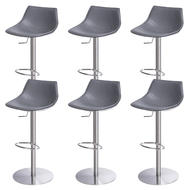Adjustable Bar Stool Leather Backrest Bar Stools for Living Room Grey 6 Piece Set Clearhalo 'Bar Furniture' 'Bar Stools' 'bar_stools' 'furn' 'furn_bar_stools' 'Furniture' 'Kitchen & Dining Furniture' 7436355