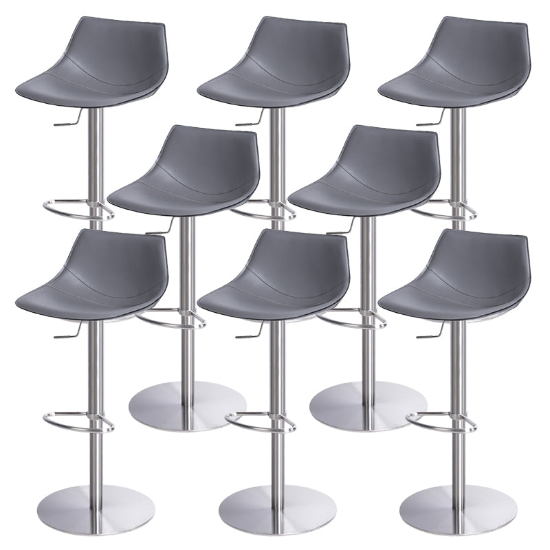 Adjustable Bar Stool Leather Backrest Bar Stools for Living Room Grey 8 Piece Set Clearhalo 'Bar Furniture' 'Bar Stools' 'bar_stools' 'furn' 'furn_bar_stools' 'Furniture' 'Kitchen & Dining Furniture' 7436358