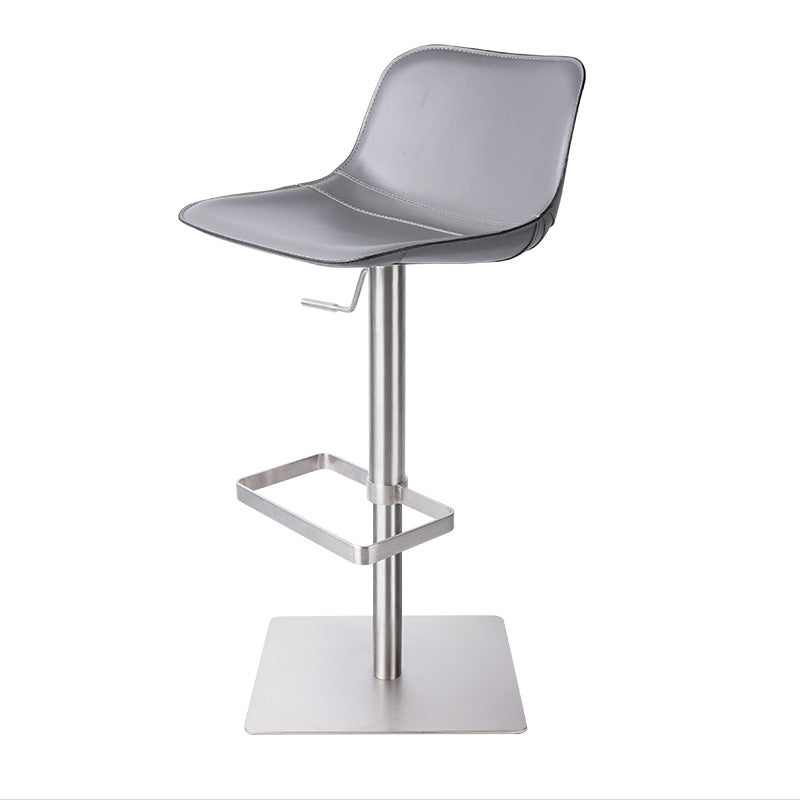 Adjustable Bar Stool Leather Backrest Bar Stools for Living Room Light Gray 1 Piece Clearhalo 'Bar Furniture' 'Bar Stools' 'bar_stools' 'furn' 'furn_bar_stools' 'Furniture' 'Kitchen & Dining Furniture' 7436359