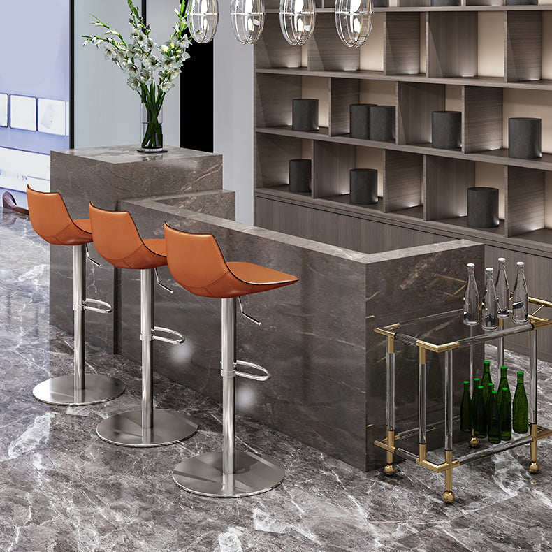Adjustable Bar Stool Leather Backrest Bar Stools for Living Room Clearhalo 'Bar Furniture' 'Bar Stools' 'bar_stools' 'furn' 'furn_bar_stools' 'Furniture' 'Kitchen & Dining Furniture' 7436360
