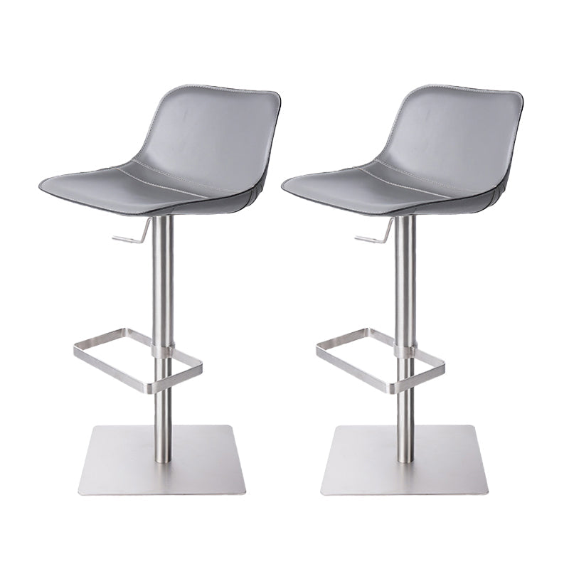 Adjustable Bar Stool Leather Backrest Bar Stools for Living Room Light Gray 2 Piece Set Clearhalo 'Bar Furniture' 'Bar Stools' 'bar_stools' 'furn' 'furn_bar_stools' 'Furniture' 'Kitchen & Dining Furniture' 7436362