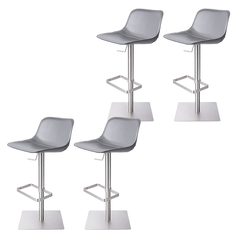 Adjustable Bar Stool Leather Backrest Bar Stools for Living Room Light Gray 4 Piece Set Clearhalo 'Bar Furniture' 'Bar Stools' 'bar_stools' 'furn' 'furn_bar_stools' 'Furniture' 'Kitchen & Dining Furniture' 7436364