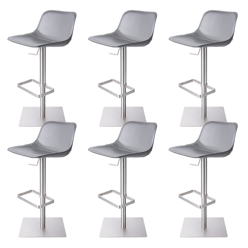 Adjustable Bar Stool Leather Backrest Bar Stools for Living Room Light Gray 6 Piece Set Clearhalo 'Bar Furniture' 'Bar Stools' 'bar_stools' 'furn' 'furn_bar_stools' 'Furniture' 'Kitchen & Dining Furniture' 7436366