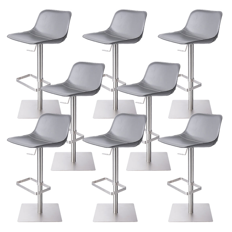 Adjustable Bar Stool Leather Backrest Bar Stools for Living Room Light Gray 8 Piece Set Clearhalo 'Bar Furniture' 'Bar Stools' 'bar_stools' 'furn' 'furn_bar_stools' 'Furniture' 'Kitchen & Dining Furniture' 7436367