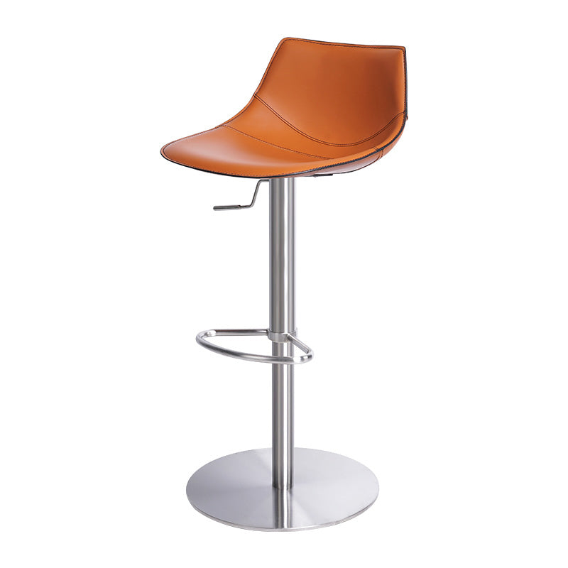Adjustable Bar Stool Leather Backrest Bar Stools for Living Room Orange 1 Piece Clearhalo 'Bar Furniture' 'Bar Stools' 'bar_stools' 'furn' 'furn_bar_stools' 'Furniture' 'Kitchen & Dining Furniture' 7436369