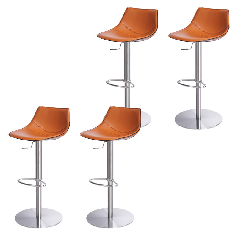 Adjustable Bar Stool Leather Backrest Bar Stools for Living Room Orange 4 Piece Set Clearhalo 'Bar Furniture' 'Bar Stools' 'bar_stools' 'furn' 'furn_bar_stools' 'Furniture' 'Kitchen & Dining Furniture' 7436372