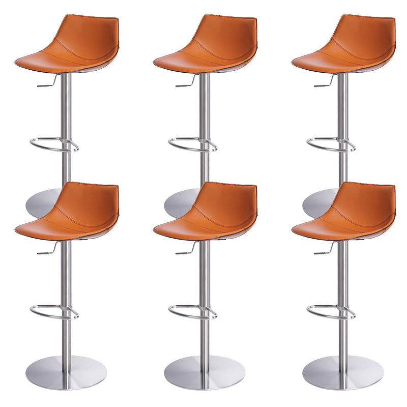 Adjustable Bar Stool Leather Backrest Bar Stools for Living Room Orange 6 Piece Set Clearhalo 'Bar Furniture' 'Bar Stools' 'bar_stools' 'furn' 'furn_bar_stools' 'Furniture' 'Kitchen & Dining Furniture' 7436373