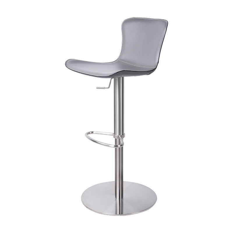 Adjustable Bar Stool Leather Backrest Bar Stools for Living Room Silver Gray 1 Piece Clearhalo 'Bar Furniture' 'Bar Stools' 'bar_stools' 'furn' 'furn_bar_stools' 'Furniture' 'Kitchen & Dining Furniture' 7436375