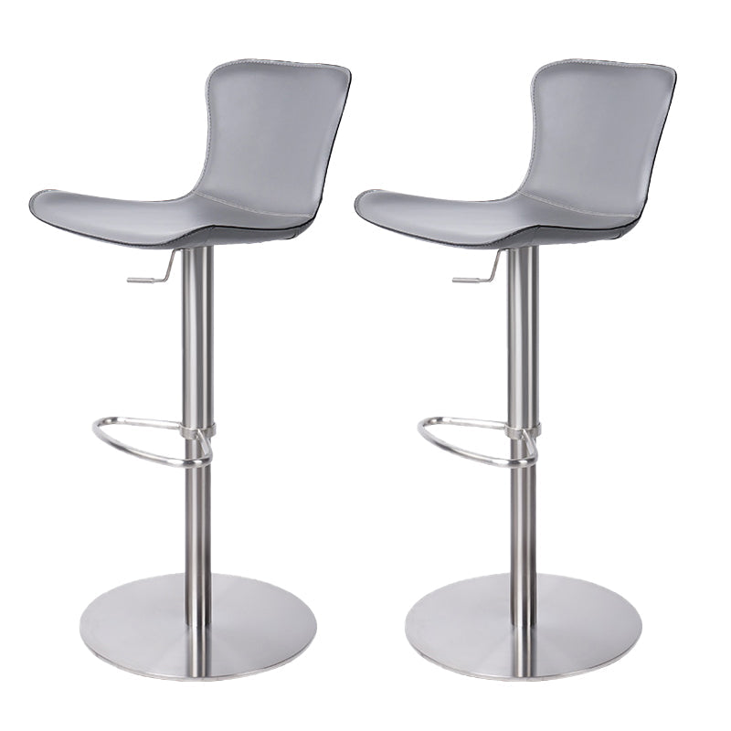 Adjustable Bar Stool Leather Backrest Bar Stools for Living Room Silver Gray 2 Piece Set Clearhalo 'Bar Furniture' 'Bar Stools' 'bar_stools' 'furn' 'furn_bar_stools' 'Furniture' 'Kitchen & Dining Furniture' 7436376