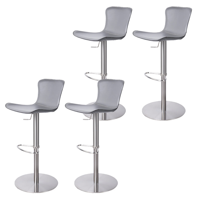 Adjustable Bar Stool Leather Backrest Bar Stools for Living Room Silver Gray 4 Piece Set Clearhalo 'Bar Furniture' 'Bar Stools' 'bar_stools' 'furn' 'furn_bar_stools' 'Furniture' 'Kitchen & Dining Furniture' 7436377